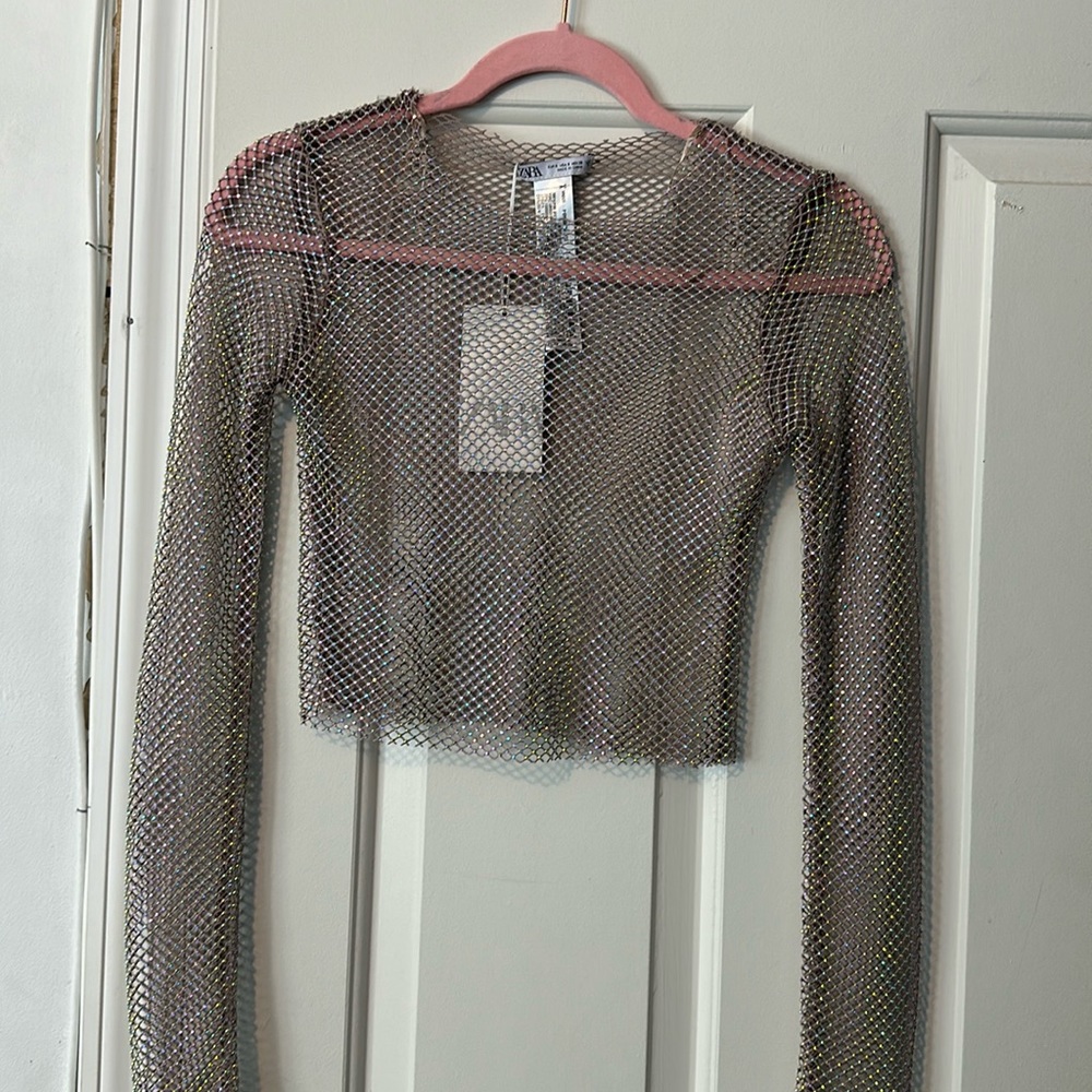 shiny mesh blouse